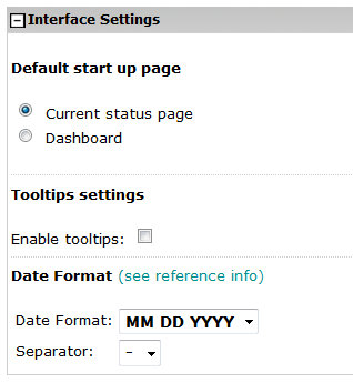 Interface settings